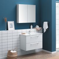 Тумба GIO, 80 см, подвесная, 2 ящика, белый глянец арт-77.0103W — фото 7, Тумбы под раковину