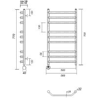 Электрический полотенцесушитель Domoterm Лаура П9 500x700EL Золото арт-ЛаураП9500x700ELзолото — фото 2, Электрические полотенцесушители