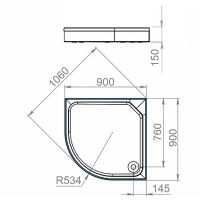 Акриловый поддон для душа Melodia della vita Segment 90x90 Белый арт-MTYST9090 — фото 2, Акриловые душевые поддоны