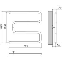 Водяной полотенцесушитель Grota Kamelo 600х700 Хром арт-Камело 60/70 — фото 2, Водяные полотенцесушители