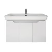 Тумба Q (D), 80 см, подвесная, 3 дверцы, белый глянец арт-99.1003 — фото 6, Тумбы под раковину