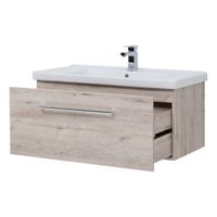 Тумба BIG INN, 80 см, подвесная, 1 ящик + выдвижной внутренний ящик, дуб кантри арт-77.0204D — фото 8, Тумбы под раковину