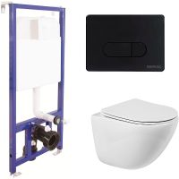 Комплект унитаза BelBagno Amanda BB051CHR+BB051SC с инсталляцией Berges Novum D5 040235 с сиденьем М арт-BB051CHR+BB051SC+040235 — фото 1, Комплекты унитаз + инсталляция