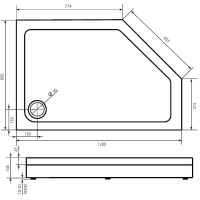 Товар: Акриловый поддон для душа Bas Пента 120х80 R Белый арт-ПН00065 - фото 2 Акриловый поддон для душа Bas Пента 120х80 R Белый арт-ПН00065 — фото 2, Акриловые душевые поддоны