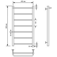 Водяной полотенцесушитель Comfysan Capri W-7 80x40 с полкой Хром арт-012762 — фото 2, Водяные полотенцесушители