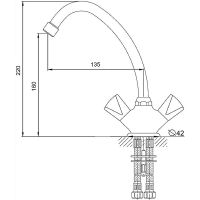 Смеситель для кухни Melodia della vita Dinatro Rus Хром арт-MDV40105R — фото 3, Смесители для кухни