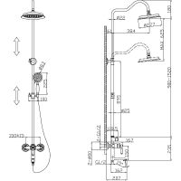 Душевая система ESKO Бронза Сатин арт-ST300 Bronze — фото 2, Душевые стойки