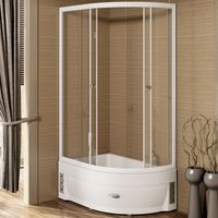 Душевой уголок Radomir 120x80 L с поддоном профиль Белый стекло прозрачное арт-1-03-1-1-0-0090 — фото 1, Асимметричные душевые уголки