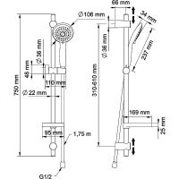 Душевой гарнитур Swedbe Harmony Хром арт-5010 — фото 10, Душевые гарнитуры на штанге