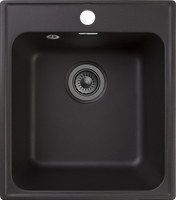 GRANFEST Мойка QUARZ 17 1-чаша 420*480мм черный арт.GF-Z- арт-17 черный — фото 1, Кухонные мойки