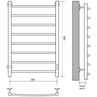 Электрический полотенцесушитель Melodia della vita Classica Ferrum 50х80 П8 Графит арт-MTRCEF5080gt — фото 2, Электрические полотенцесушители
