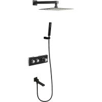 Душевая система ALMAes Stora с термостатом Черная матовая арт-TVZ-0899 — фото 1, Встраиваемые душевые комплекты