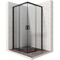 Душевой уголок Ambassador Queen 90х90 профиль Черный стекло прозрачное арт-11011203Black — фото 1, Квадратные душевые уголки