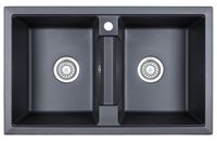 Granula- (чёрный металлик), кухонная мойка, кварц арт-8101, ШВАРЦ — фото 1, Кухонные мойки