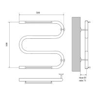 Водяной полотенцесушитель Melodia della vita Simple Shelf М-образный 50х50х1 с полкой Поли арт-MTRSS5050 — фото 2, Водяные полотенцесушители