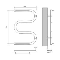 Водяной полотенцесушитель Melodia della vita Simple Shelf М-образный 60х40х1 с полкой Поли арт-MTRSS6040 — фото 2, Водяные полотенцесушители