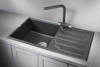 Granula- (ЧЁРНО-СЕРЫЙ), кухонная мойка, кварц арт-8601, ГРАФИТ — фото 2, Кухонные мойки