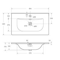 Керамическая раковина CEZARES арт-CZR-8099-80 — фото 3, Раковины встраиваемые сверху