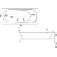 Акриловая ванна Bas Мальдива 160x70 без гидромассажа арт-В 00022 — фото 2, Акриловые ванны
