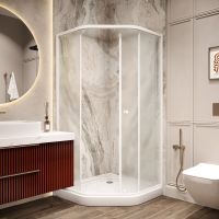 Душевой уголок Parly 90x90 ZEР911FR профиль Белый стекло матовое арт-ZEP91FR — фото 3, Душевые уголки трапеция