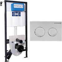 Инсталляция Bettoserb Sava Fix Slim для унитаза с клавишей смыва Хром матовый арт-SET40006468 — фото 1, Инсталляции для унитазов