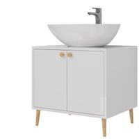 Тумба LUNO, 60см, напольная, 2дв., белый глянец, под ум. Триумф арт-99.2001 — фото 1, Тумбы под раковину