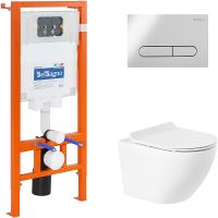 Комплект унитаза с инсталляцией BelBagno Sfera-R с сидень арт-BB046CHR/BB2111SC/BB002-80/BB005-PR-CHROME — фото 1, Комплекты унитаз + инсталляция