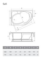 Акриловая ванна Relisan Sofi 170х105 L без гидромассажа арт-Гл000009446 — фото 4, Акриловые ванны