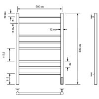 Товар: Электрический полотенцесушитель Comfysan Luce EC-8 80x50 Хром арт-013455 - фото 2 Электрический полотенцесушитель Comfysan Luce EC-8 80x50 Хром арт-013455 — фото 2, Электрические полотенцесушители