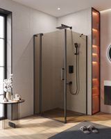 Душевой уголок CEZARES арт-SLIDER-AH-1-90-90/100-BR-NERO — фото 1, Прямоугольные душевые уголки