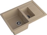 GRANFEST Мойка QUADRO 775KL 1,5-чаши+крыло 765*495мм песочный арт.GF- арт-Q-775KL песочный — фото 1, Кухонные мойки