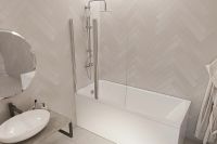 Шторка на ванну 1MarKa HX-121 120x138 профиль Хром стекло прозрачное арт-05штп121 — фото 3, Шторки для ванной распашные