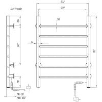 Электрический полотенцесушитель Domoterm Аврора DMT 109-6 50x71 EK R Хром арт-DMT109-650x71EKR — фото 2, Электрические полотенцесушители