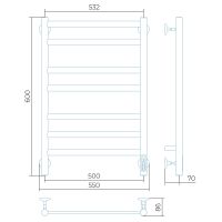 Электрический полотенцесушитель Larusso Классик Премиум П7 500х800 Хром арт-4670078536266 — фото 2, Электрические полотенцесушители