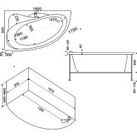 Акриловая ванна Bas Вектра 150x90 L без гидромассажа арт-В 00007 — фото 2, Акриловые ванны