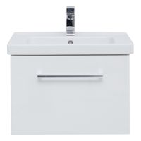 Тумба BIG INN, 65 см, подвесная, 1 ящик + выдвижной внутренний ящик, белый глянец арт-77.0201W — фото 7, Тумбы под раковину