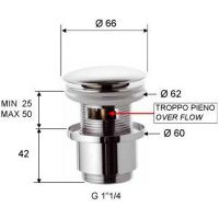 Донный клапан Remer click-clack Хром арт-905CC2114 — фото 2, Донные клапаны