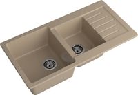 GRANFEST Мойка PRACTIK 980KL 2 чаши+крыло 980*510мм песочный арт.GF- арт-P-980KL песочный — фото 1, Кухонные мойки