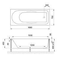 Акриловая ванна BellSan Тора 170x75 без гидромассажа арт-4627171530479 — фото 2, Акриловые ванны