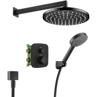 Душевая система Swedbe Platta с термостатом Черная матовая арт-5564B — фото 1, Встраиваемые душевые комплекты