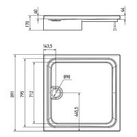 Акриловый поддон для душа Alex Baitler 90х90 Белый арт-AB9017H-2 — фото 4, Акриловые душевые поддоны