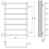 Водяной полотенцесушитель Melodia della vita Rock 50х80х1 П7 Полированная сталь арт-MTRRK5080 — фото 2, Водяные полотенцесушители