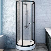 Душевой уголок Radomir Стронг 110x110 профиль Черный стекло прозрачное арт-1-03-6-0-0-1820 — фото 1, Полукруглые душевые уголки