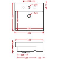Раковина Artceram Quadro 50 Белая арт-QUL004 01 00 — фото 4, Раковины встраиваемые сверху