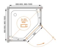 Душевой уголок CEZARES арт-BERGAMO-W-P-1-100-C-Cr-R-IV — фото 2, Душевые уголки трапеция