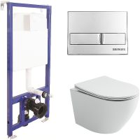 Комплект унитаза Ceramicanova Uno Rimless CN11001 с инсталляцией Berges Novum L3 040213 с сиденьем М арт-CN11001+040213 — фото 1, Комплекты унитаз + инсталляция