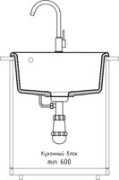 GRANFEST Мойка LEVEL 510 1-чаша 510*500мм графит арт.GF- арт-LV-510 графит — фото 3, Кухонные мойки