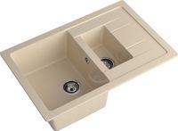 GRANFEST Мойка QUADRO 775KL 1,5-чаши+крыло 765*495мм кашемир арт.GF- арт-Q-775KL кашемир — фото 1, Кухонные мойки