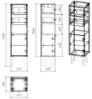 Шкаф LUNO, 35см, напольный, правый, 1дв.,2 ящ., 1 откр. полка,белый глянец арт-99.2005 — фото 5, Шкафы для ванной