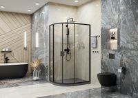 Душевой уголок Ambassador Kingston 120х80 профиль Черный стекло прозрачное арт-14011208 — фото 3, Асимметричные душевые уголки